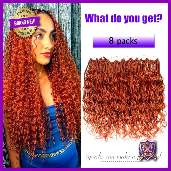 14 Inch Protein Fiber Crochet Braids Pre Looped Curly Ends Hair Extensions main image 5